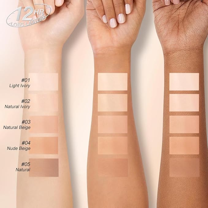 SACE LADY Ultra Cover Powder Foundation Makeup, Lasting Waterproof Full Coverage Foundation Cream With Mirror for Face Make Up 0.30Oz (Natural, 0.30Oz)