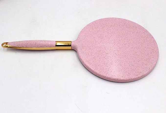 Eaoundm Round Hand Held Mirror for Makeup Hand Mirror (6.9W X 13 L inchs, Pink)