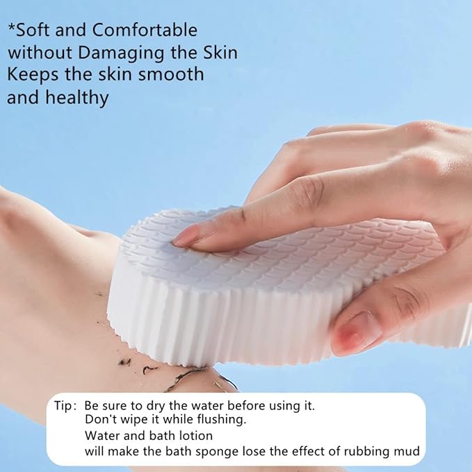 2 Piece Ultra Soft Exfoliating Bath Sponge,Soft Bath Body Shower Sponge,Spa Scrub Exfoliator Dead Skin Remove,3D Bath Sponges for Shower,Reusable Bath Sponge for Adults Children (Grey+White)
