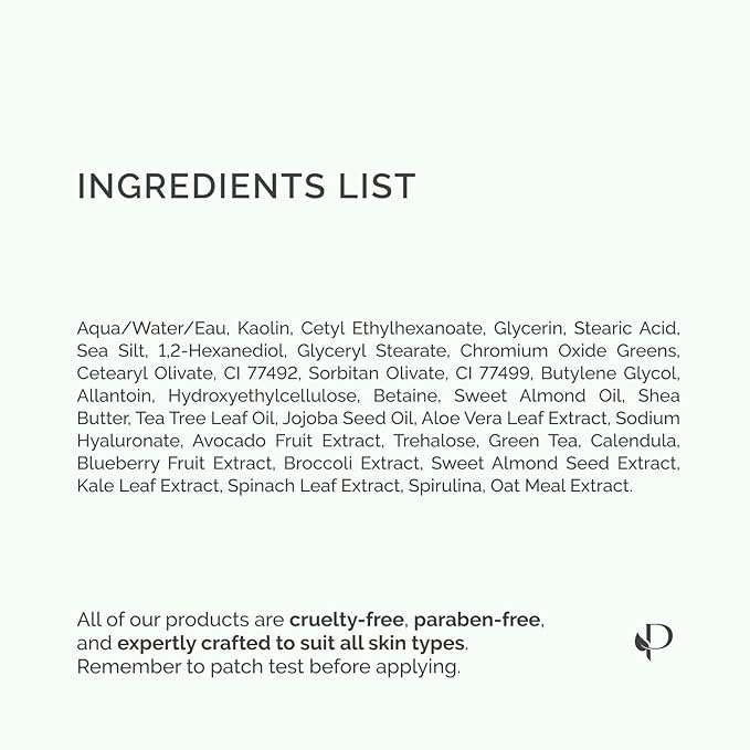 PLANTIFIQUE Korean Skincare Clay Mask β Hydrating Mud Mask with Avocado & Superfoods, Dermatologist-Tested for Face & Body β Vegan, 3.4 Oz/100ml
