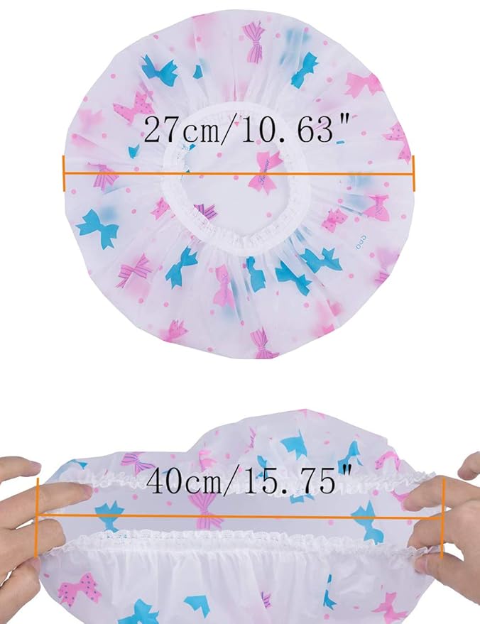 12 Pieces Reusable Waterproof Shower Caps,Durable Elastic Bathing Hair Cap,Beauty Salon Spa Shower Caps Lace Elastic Band Hair Bath Caps Shower Caps