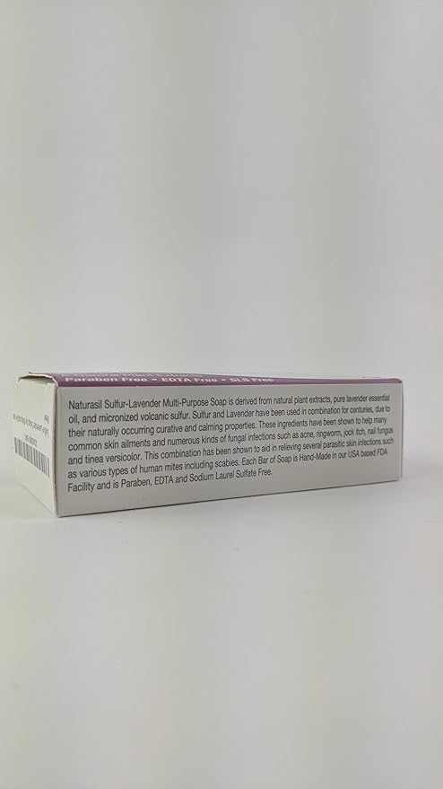 Naturasil 10% Sulfur Lavender Soap Bar Natural Skin Treatment for Acne, Bug Bites, Warts Treatment, Viral Bumps, Nodes & Itching | for Kids & Adults |113 grams