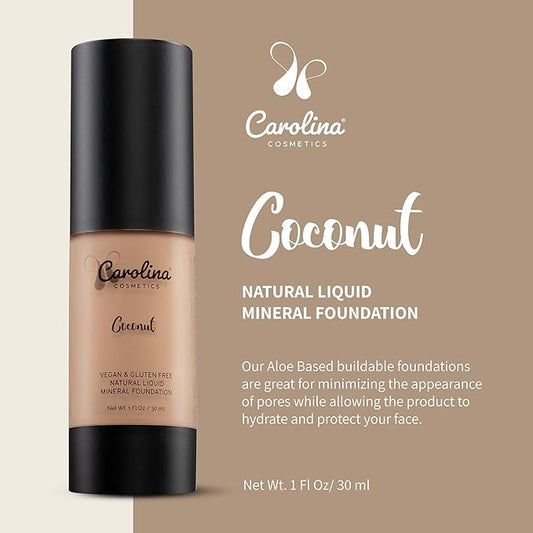 Foundation in Coconut Shade Plant-Based - Hydrating, Pore-Minimizing & Buildable Coverage - Vegan, Non-GMO, Paraben-Free - 1oz