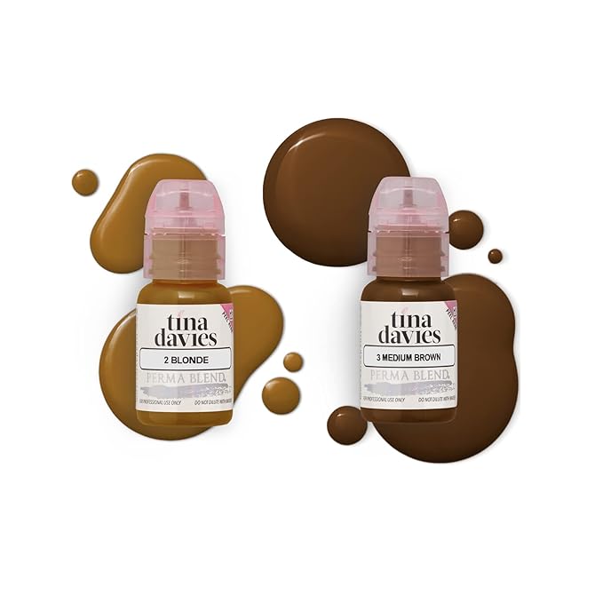 Tina Davies Professional Bolder Brown Brow Pigment Collection - Permanent Eyebrow Makeup - Colours Heal True to Tone - Includes Colour Chart - 8 x 1/2oz bottles