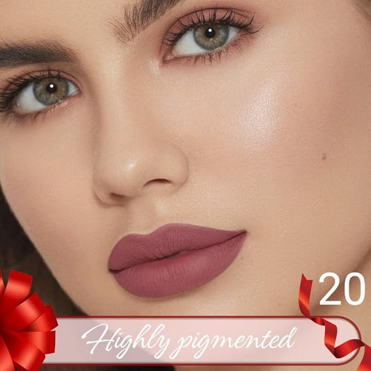 Mauve Crayon Matte Lipstick Lip Liner Pencil, Moisture Smooth Lipstick Pencil, With pencil sharpener Sharpenable Lip Pencil, Ultimate Lip Crayon for Women Smudgeproof Waterproof 20#