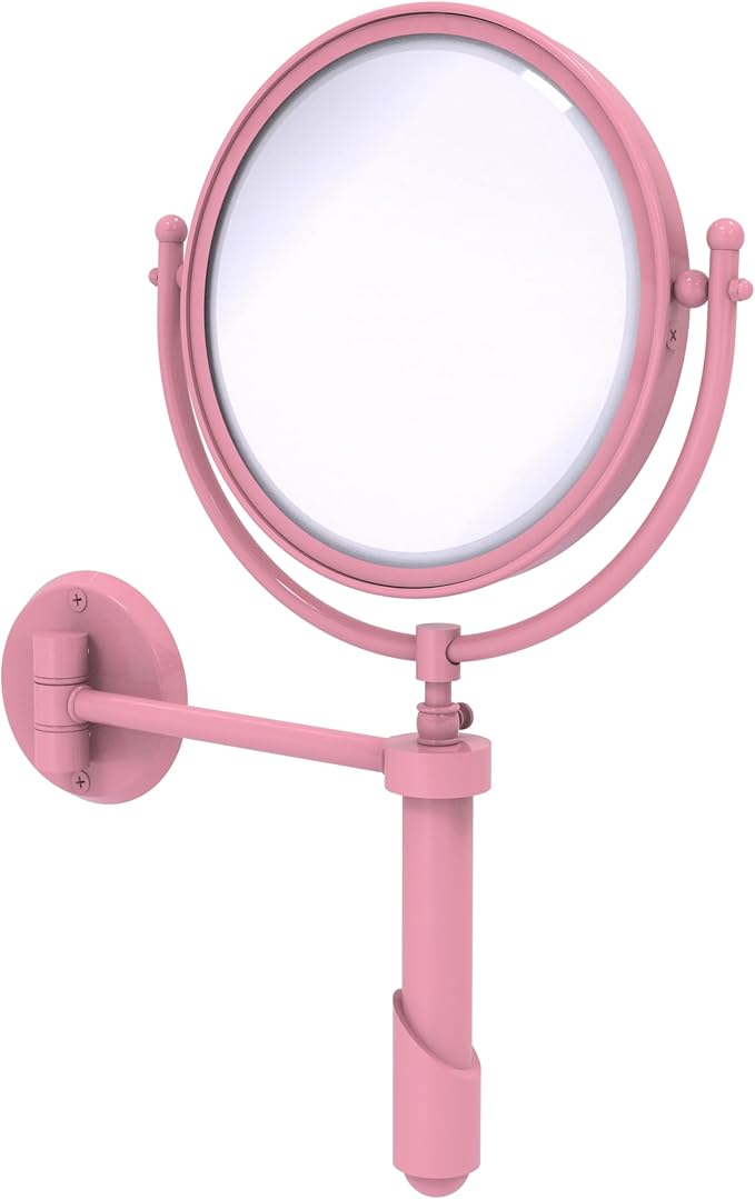 Allied Brass SHM-8/5X-PNK Soho Collection Wall Mounted Make-Up Mirror 8 Inch Diameter with 5X Magnification, Pink