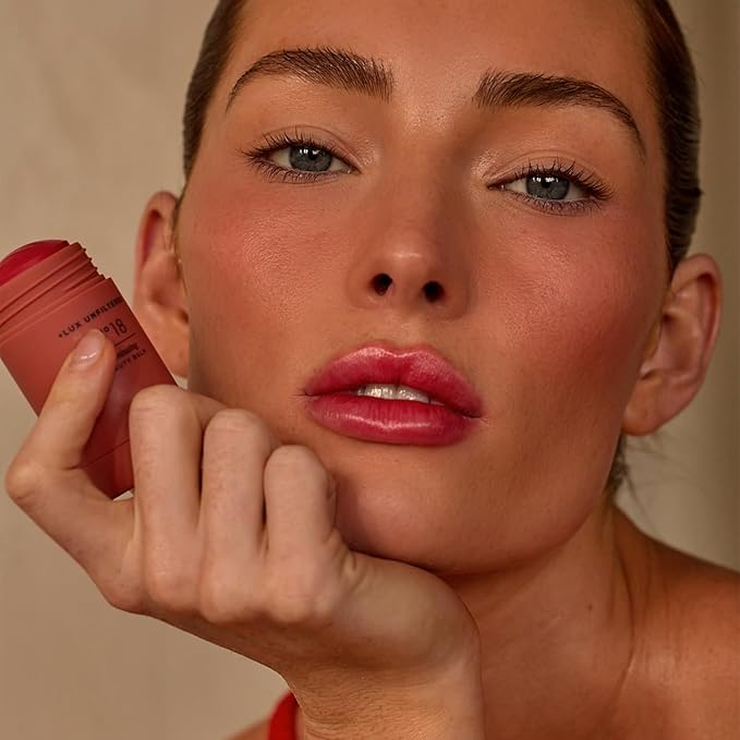+ Lux Unfiltered N°18 Illuminating Beauty Balm - Cream Blush Stick with Mango Butter - Buildable and Blendable Shimmer Blush Makeup Stick - Vegan & Cruelty Free - Chili (A Spicy Sheer Red)