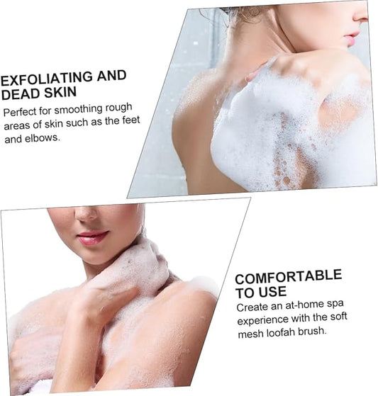 2pcs Bath Sponge Brush Handle Exfoliating Loofah Mesh Scrubber for Back and Feet Easy to Clean Suitable for All Ages for Daily Use and Travel