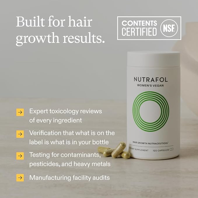 Nutrafol Women's Hair Growth Supplements, For Women 18-44 Years Old, Clinically Tested for Visibly Thicker, Stronger Hair, 100% Vegan Ingredients, Dermatologist Recommended - 1 Month Supply