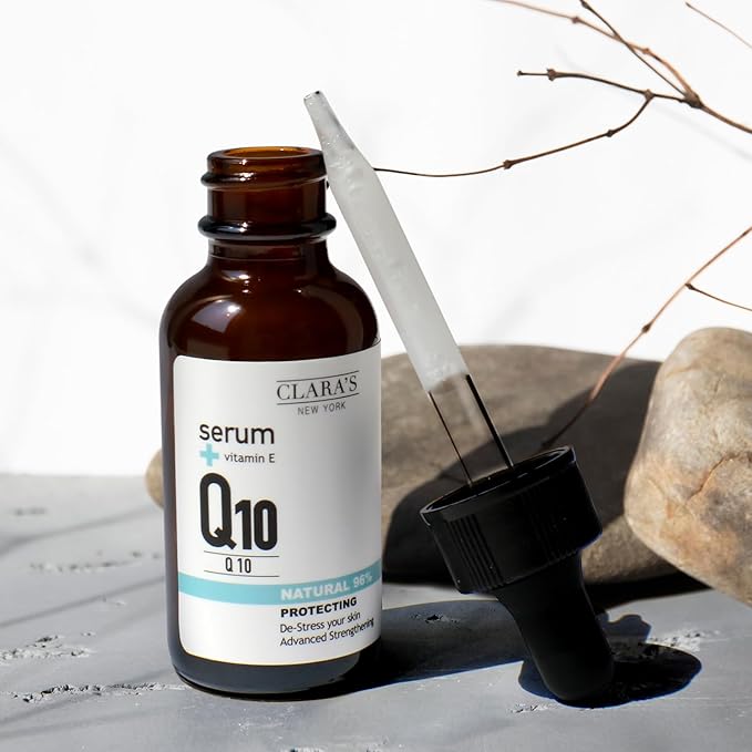 Claraβs New York Q10 Antioxidant Facial Serum with Hydrolyzed Collagen, Ceramide NP & Vitamin E β Anti-Aging, Hydrating, Skin Barrier Repair β 30ml / 1 Fl Oz β Made in USA