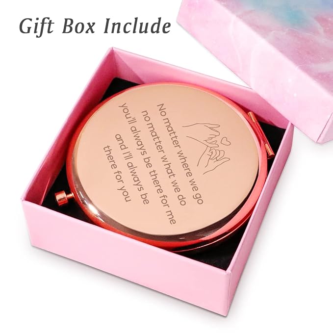 Friendship Gifts for Women Girls, Personalized Compact Mirror, Mothers Day Birthday for Gifts for Female Friends Bestie Bestfriend, 2025 Graduation Gifts for Her Middle High School College