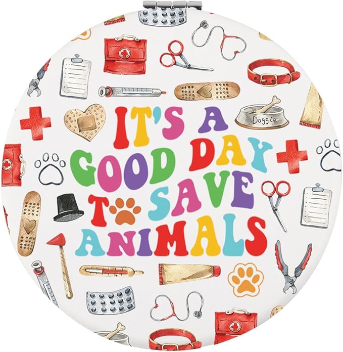 CHOORO Animal Lover Gift It's a Good Day to Save Animals Pocket Mirror Vet Tech Gift Vet Receptionist Gifts (Save Animals M)