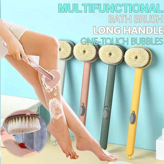 Liquid Bath Brush with Long Handle, Detachable Back Brush with Soap Dispenser Body Wash Brush Long Handled Bath for Massage Cleaning Brush Exfoliating Brush Back Care Shower Brush