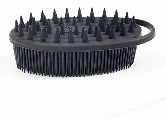 1 Pcs Silicone Bath Brush, Dual-Sided Massage Shower Brush, Suitable for Scrubbing, Suit for Kids & Adults, Household Soft Silicone Bathing Tool, Gentle & Non-Irritating (Black)