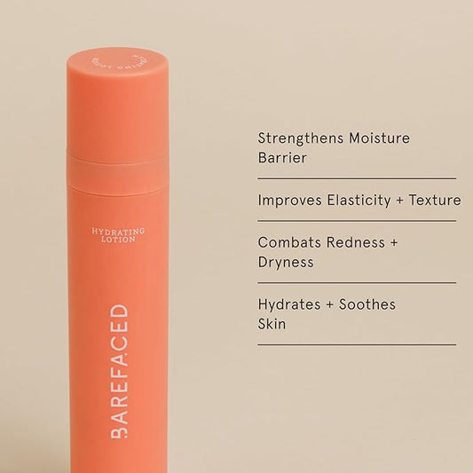 Barefaced Hydrating Lotion 50mL - Oil Free, Lightweight Moisturizer with Niacinamide, Hyaluronic Acid & Ceramides - Anti-Aging, Calms Redness, and Improves Skin