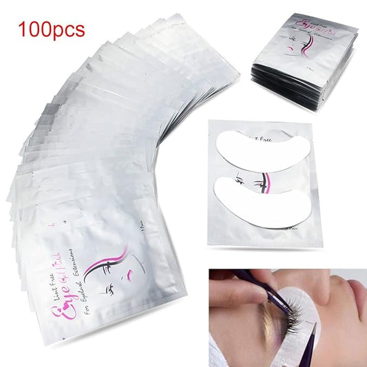 100 Pairs Eye Gel Patches, Lint Free Eye Gel pads for Eyelash Extension,Eye Mask Beauty Tool (Girl)