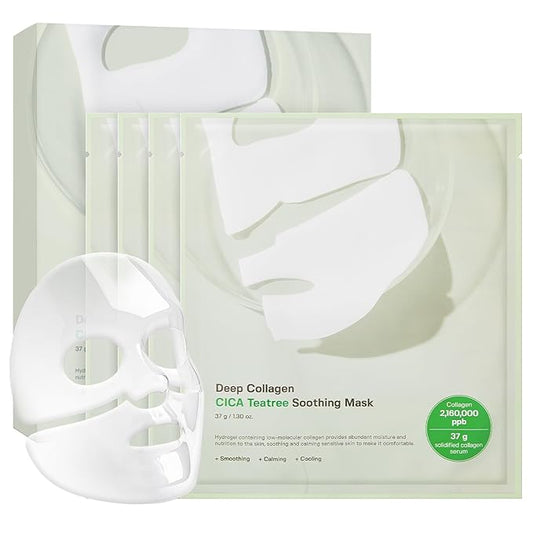 SUNGBOON EDITOR Deep Collagen CICA Tea tree Overnight Mask 37gx4ea | Real Collagen Face Mask with Tea tree & Centella | Acne Face Mask for Calming & Soothing | Korean Skin Care