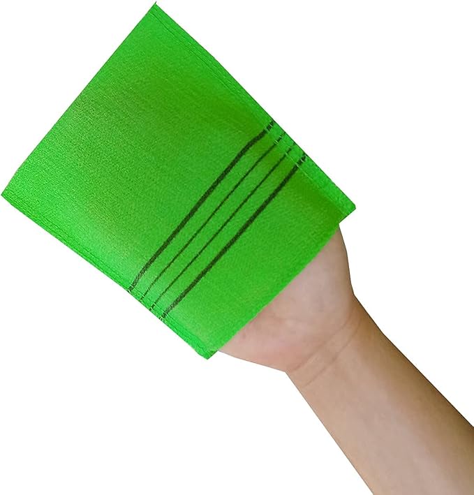 Korean Asian Exfoliating Bath Washcloth Mitt for Remove Dead Skin.Exfoliating Body Scrubber.Exfoliating Gloves for Body Scrub (Green 4)