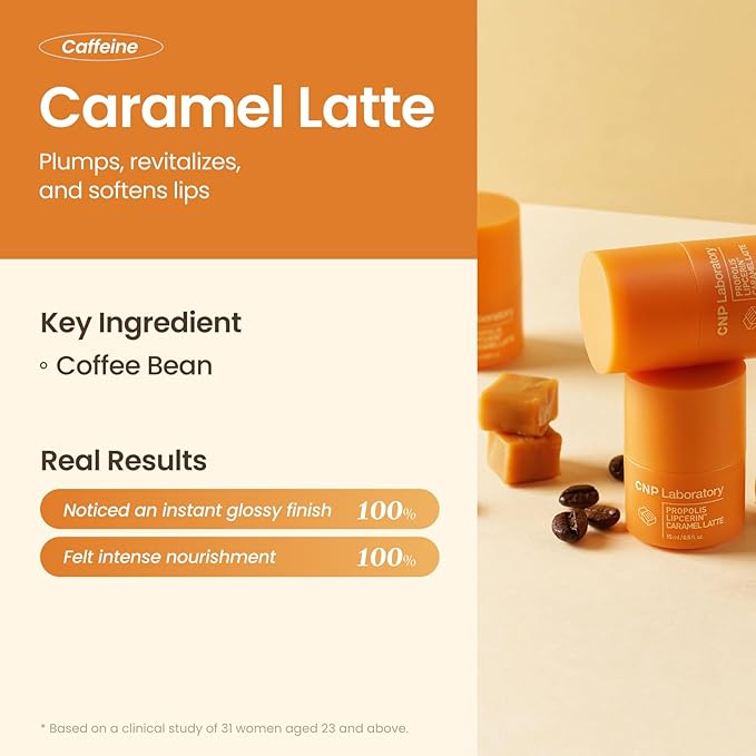 CNP Honey Lip Butter - Propolis Lipcerin™ 06 Caramel Latte, Café Edition, Hydrating Overnight Manuka Lip Balm & Mask, 12hrs Long-lasting Moisture, Gifts for Women, Korean Skin Care, 0.5 fl.oz.
