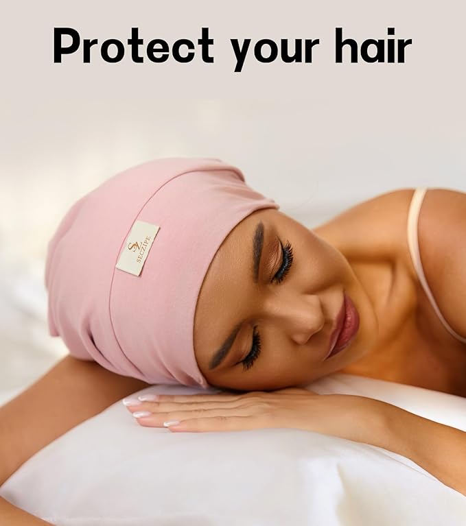100% Mulberry Silk Bonnet for Sleeping for Curly Hair and Braids, Wrap with Adjustable Strap for Women and Men, Silk, Not SatinοΌ1Pc,Pink