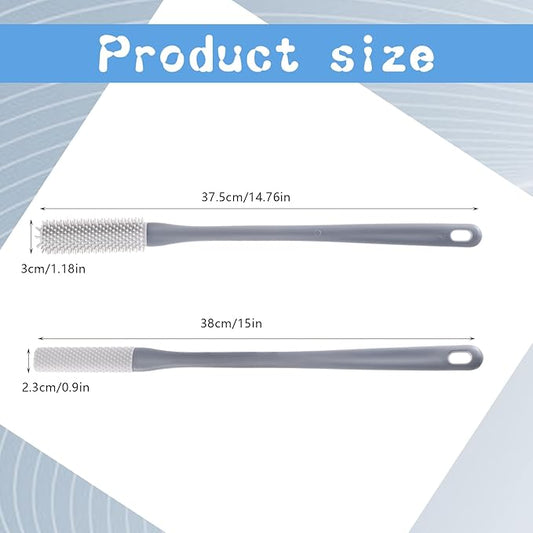 2 Pcs Toe Gap Cleaning Brush Long Handle, Toe Scrubber, Foot Cleaner for Shower, 15 in Silicone Toe Brush with Long Handle for Seniors Elderly Men and Women (Grey)