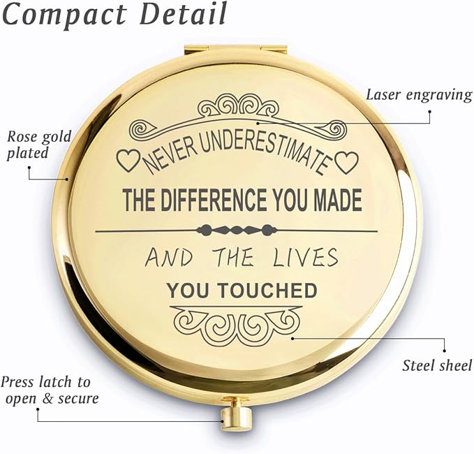 Personalized Gifts for Women Girls, Inspirational Compact Mirrors, 2025 Graduation Gifts for Her, Unique Mothers Day Birthday Gifts for Mom Sister Wife Daughter Niece, Friendship Gifts for Friends