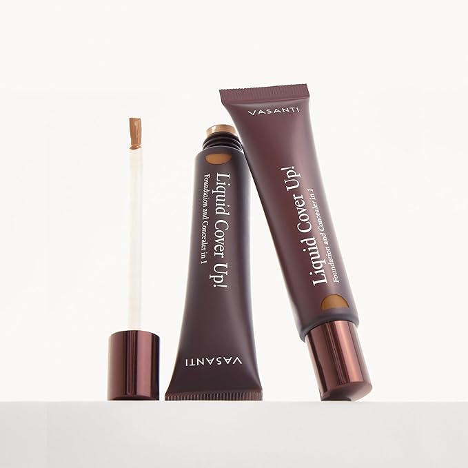 VASANTI Oil-Free Foundation & Concealer in 1 - Liquid Cover-Up (V3) - Full Matte Coverage Long Lasting Paraben-Free Vegan Friendly Makeup