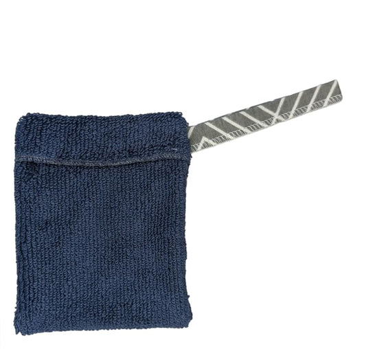 Terry Cloth Soap Holder, Soapie, Soap On A Rope, Soap Cloth, Makeup Remover Cloth, Reusable (2 Pack) (Dark Blue)