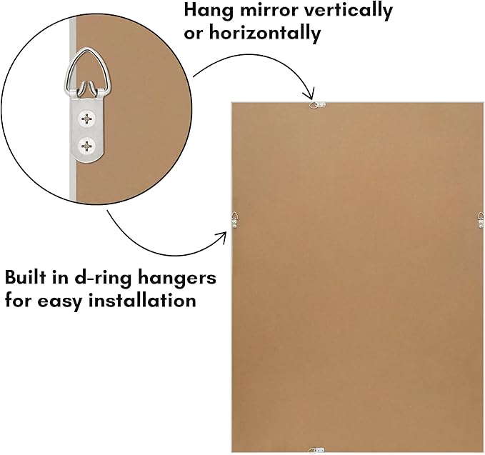 Americanflat 24x36 Wall Mirror - Hanging Mirrors with Durable Frame - Modern Mirror for Bathroom, Bedroom, Living Room - Mirrors for Wall Display and Home Decor - Metallic White with Beaded Texture