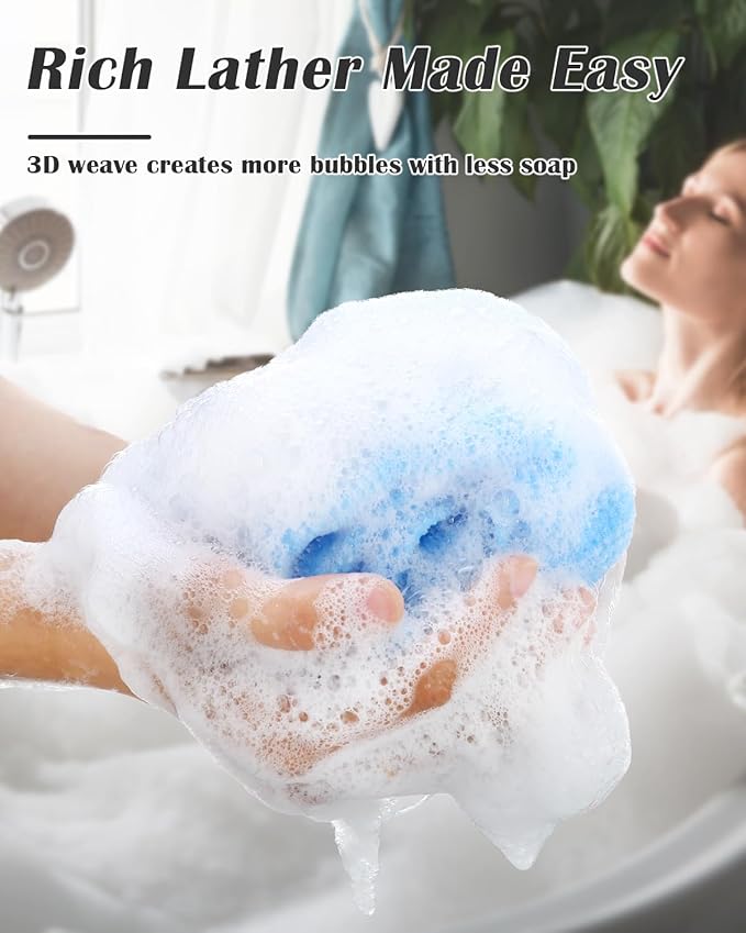 3 Pack Back Exfoliator for Shower and Dead Skin Removal, Exfoliating Body Scrubber for Smooth Skin Japan Washcloth for Shower & Bath, Versatile Body Scrub Towel