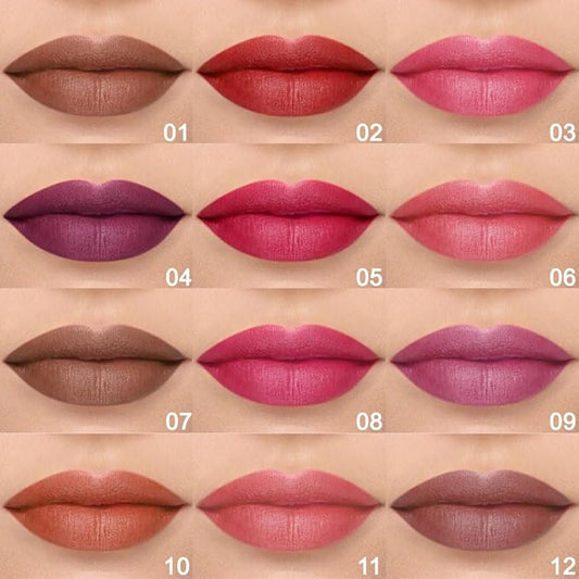 12 Pcs Natural Nude Brown Beige Colors Lip Liner Lipstick Pencils Set for Daily Makeup,Easy to Apply & Remove,Waterproof (set12)