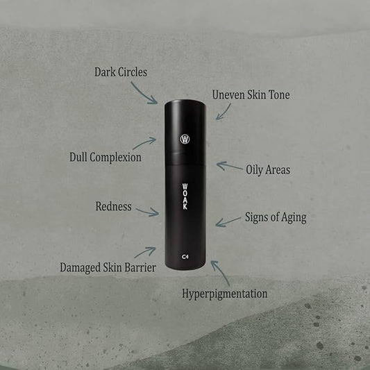 WOAK C4 – Men's Tinted Moisturizer BB CC Cream Foundation – Color Correcting Camo Complex – Hybrid Skin Care (Light)