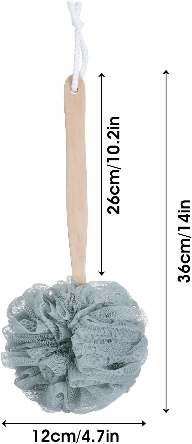 8 Pack Large Bath Puff Loofah Sponge with Long Handle Shower Loofah, Bath Body Back Brush