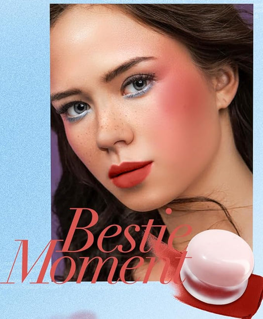 Pudding Pot for Lip and Cheek,Soft Matte Blush Blurry Makeup Blush Lipstick Multi-Use Natural Glow Face Blush Buildable Lip Tint High Pigment Long-Lasting (02#+05#)