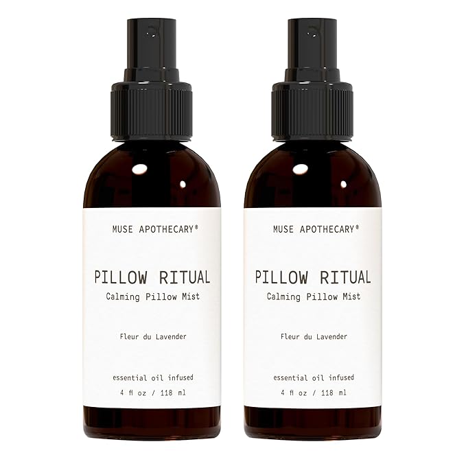 Muse Apothecary Pillow Ritual - Aromatic, Calming and Relaxing Pillow Mist, Linen and Fabric Spray - Infused with Natural Aromatherapy Essential Oils - 4 oz, Fleur du Lavender, 2 Pack