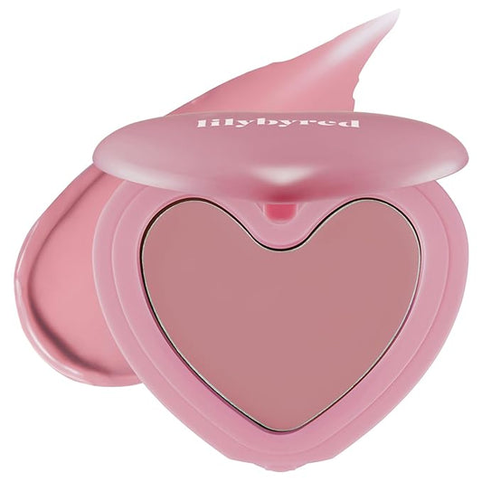 lilybyred Luv Beam Cheek Balm | Heart-Shaped Korean Cream Blush, Semi-Matte Finish, Long-Lasting, Blendable & Buildable, Soft Creamy Texture, Lightweight, Natural Flush (10 Grape Pink)