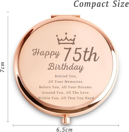80th Birthday Gifts for Women, Best Female Presents for 80 Year Old for Aunt Nana Grandma Mom, Personalized Engraved Compact Mirror Gift Ideas