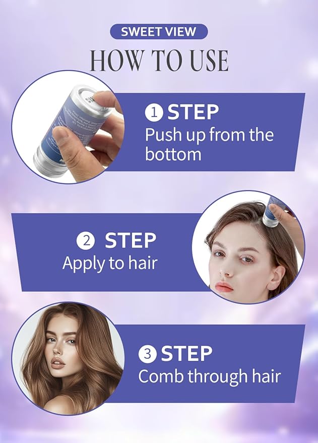 Hair Wax Stick & Slick Back Hair Brush for Tame Flyaways, Frizz, Sleek Ponytail, Buns | Pomade/Balm/Gel Stick for Woman, Styling Accessories for Girls, Kids