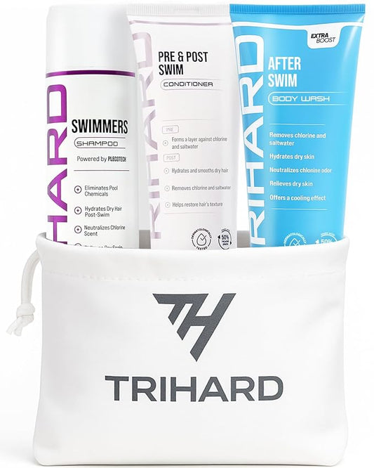Complete Chlorine Removal Bundle By TRIHARD | Shampoo, Conditioner, Body Wash | Ultimate Pre & Post Swim Care