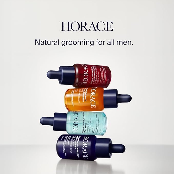HORACE Vitamin C + Glycolic Acid Face Serum for Men β Brightening Facial Treatment for Dull Skin, Radiance Boost, and Even Complexion β Skincare for All Skin Types β Unscented, 30ml