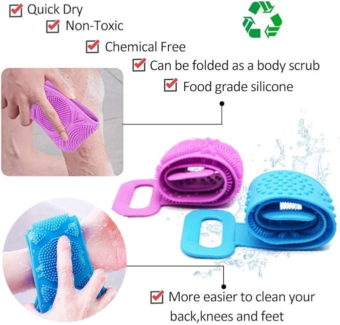 Silicone Back Scrubber for Shower, Silicone Body Scrubber for Men and Women, Silicone Bath Body Brush, Deep Clean & Invigorate Your Skin