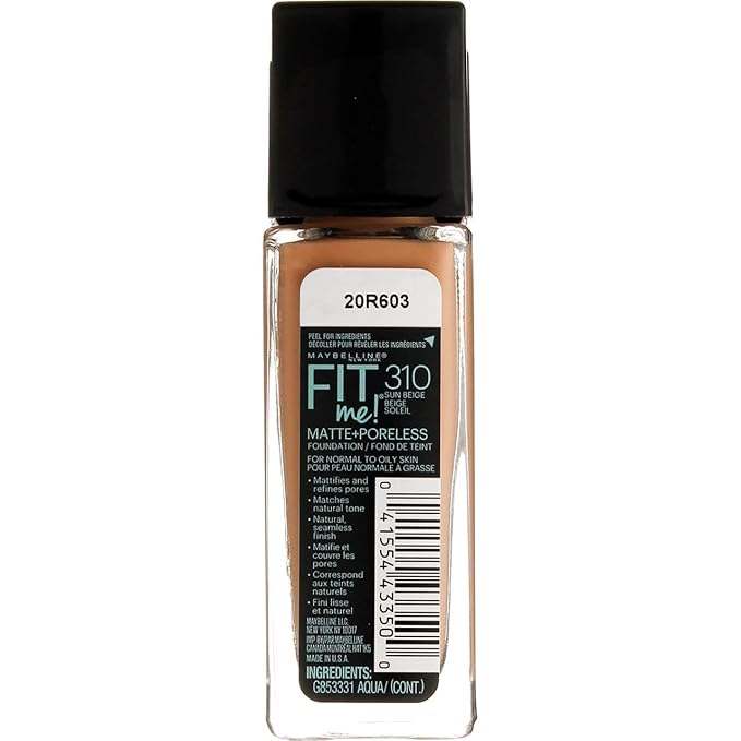 Myb Fitme 310 Mp Fndtn Sn Size 1z Maybelline Fit Me Matte+poreless Foundation Sun Seige 310 1 Fl Oz