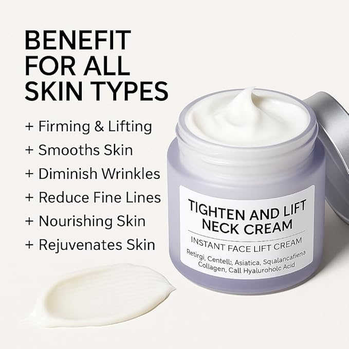 Tighten and Lift Neck Cream, Instant Face Lift Cream, 1.7 fl oz, Firming Fine lines, Loose & Sagging On Face, Decollete & Other Skin Areas
