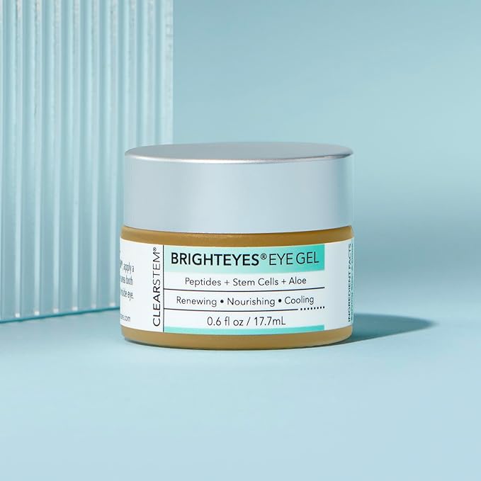 CLEARSTEM - BRIGHTEYES - Eye Gel - Nourishing Eye Cream - Lip Renewal - Cooling Gel - Stem Cells Blend - Peptides, Collagen, Aloe Vera - Vegan, Gluten Free - Beauty, Self Care, Skin Care - 0.6 fl oz