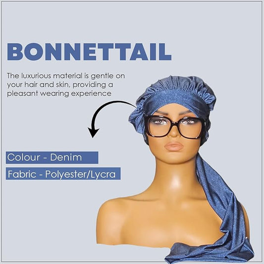 Bonnetail for Women, Long Bonnet for Ponytails, Hair Care, Bonnetail for Sleeping with Ear Slots