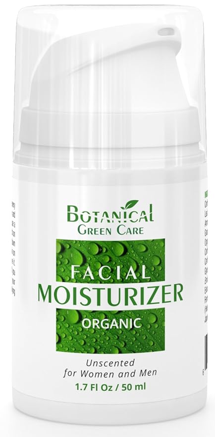 Botanical Green Care Organic Facial Moisturizer. Natural Aging Face Moisturizing Cream for Sensitive, Dry & Normal Skin for Women and Men