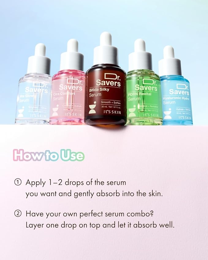 ITβS SKIN Dr.Savers Hyaluronic Acid Hydro Serum 1.01 fl.oz, Deep Hydration Moisturzing Serum with Hyaluronic Acid and Panthenol, Lightweight Non Sticky Moisturizer for Sensitive Skin, Korean Skincare