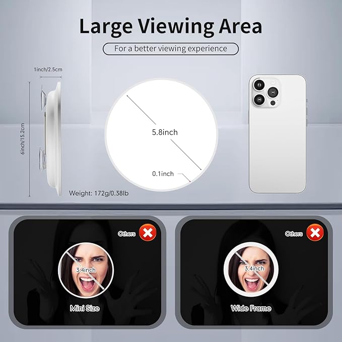 Travel Magnifying Mirror 20x Large 6β Diameter Makeup Mirror with Magnification 20x, Portable Handheld Close Up Magnified Mirror with Stand & Suction Cups, Perfect for Makeup, Shaving, Deep Cleaning