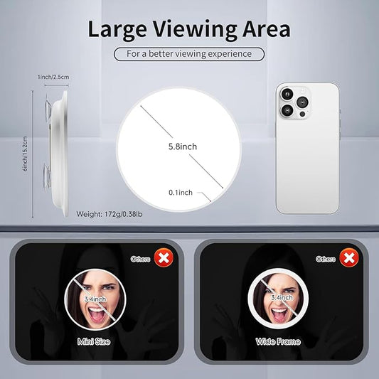 Travel Magnifying Mirror 20x Large 6β Diameter Makeup Mirror with Magnification 20x, Portable Handheld Close Up Magnified Mirror with Stand & Suction Cups, Perfect for Makeup, Shaving, Deep Cleaning