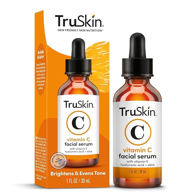 TruSkin Vitamin C Serum For Face β Anti Aging Face Serum with Vitamin C, Hyaluronic Acid, Vitamin E β Brightening Formula β Improve Appearance of Dark Spots, Tone, Fine Lines & Wrinkles, 1 Fl Oz